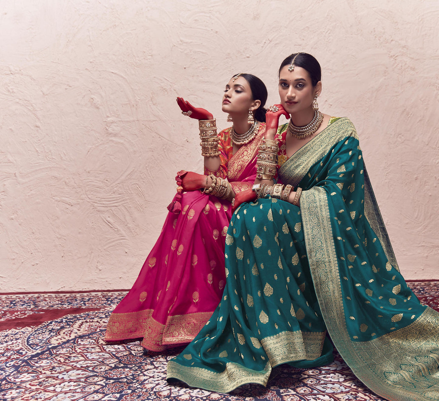 Rani Pink Printed Kasturi Saree