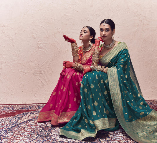 Rani Pink Printed Kasturi Saree