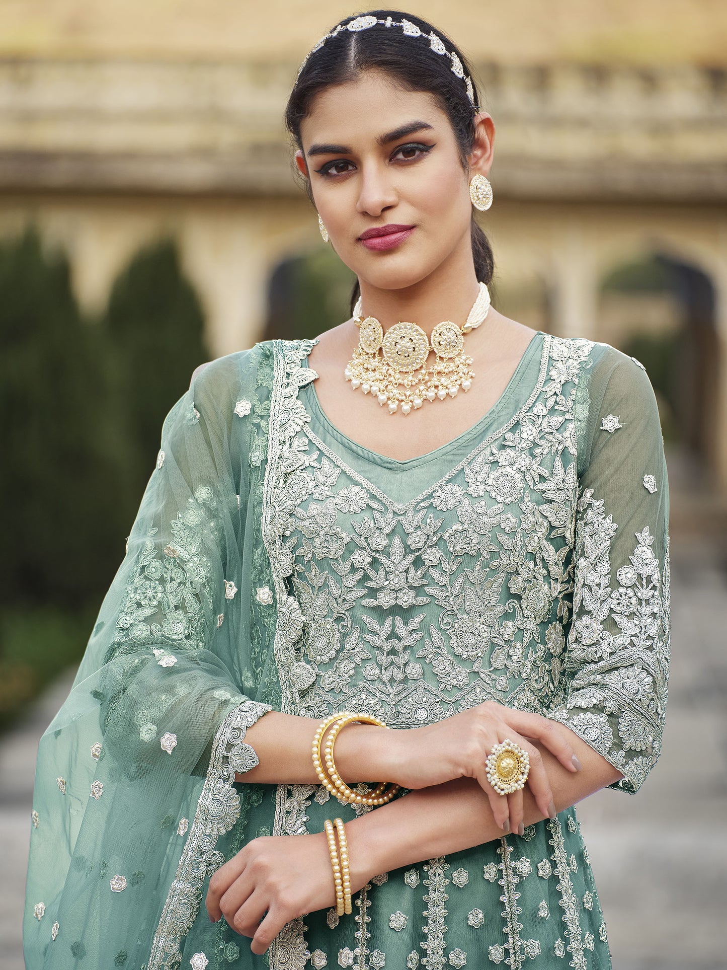 Blue Dori and Sequins Embroidery Butterfly Net AnarkaliBlue Dori and Sequins Embroidery Butterfly Net Anarkali