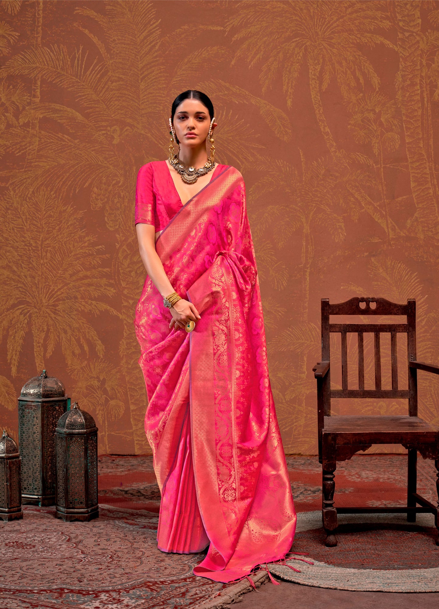 Pink Kaala Ruby Handloom Silk Saree