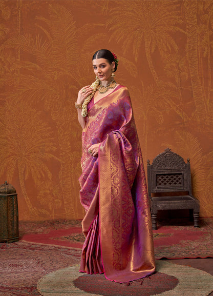 Plum Kaala Ruby Handloom Silk Saree