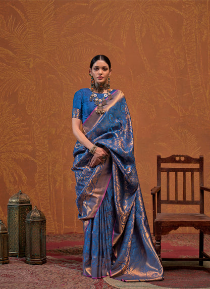 Royal Blue Kaala Ruby Handloom Silk Saree