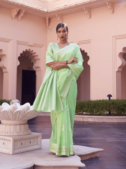 Green Kavni Linen Woven Saree