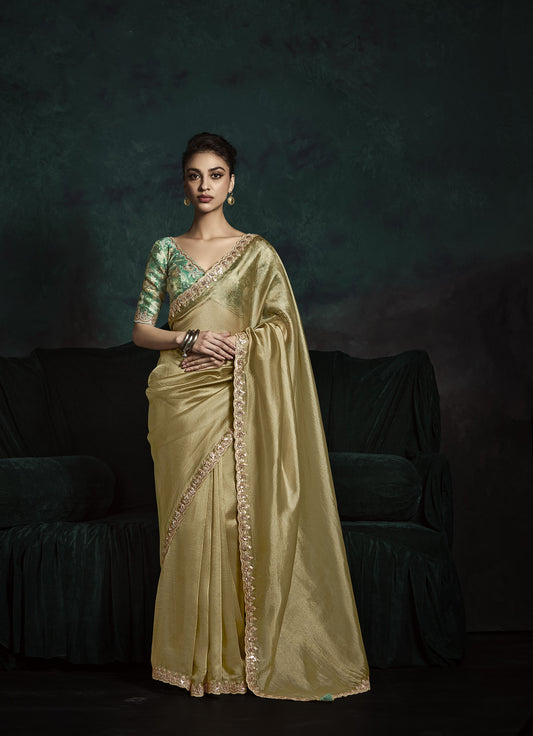 Gold Sequins Embroidered Festive Rangat Saree