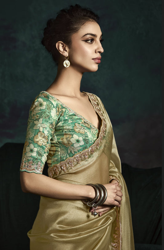 Gold Sequins Embroidered Festive Rangat Saree