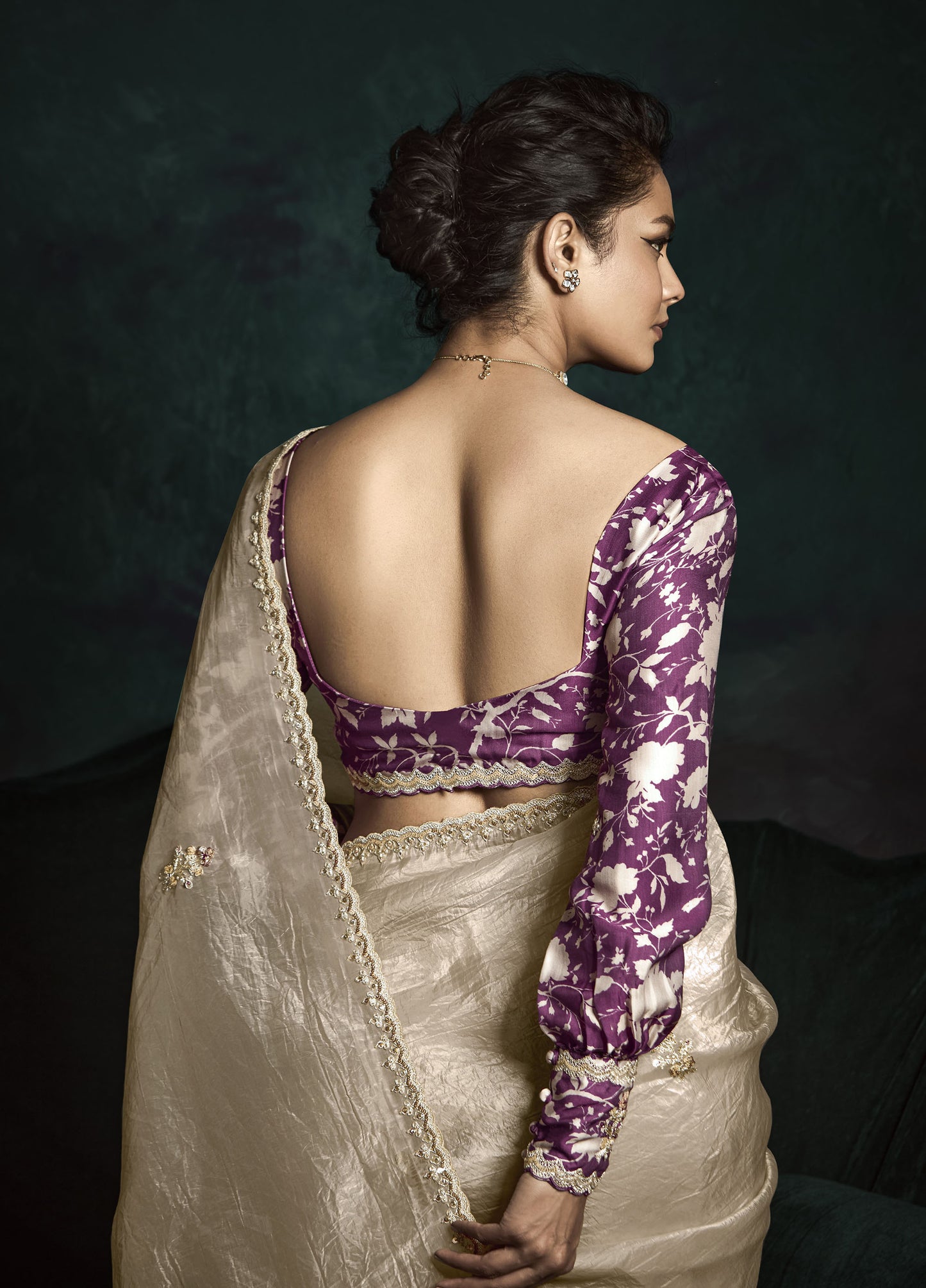 Beige Sequins Embroidered Festive Rangat Saree