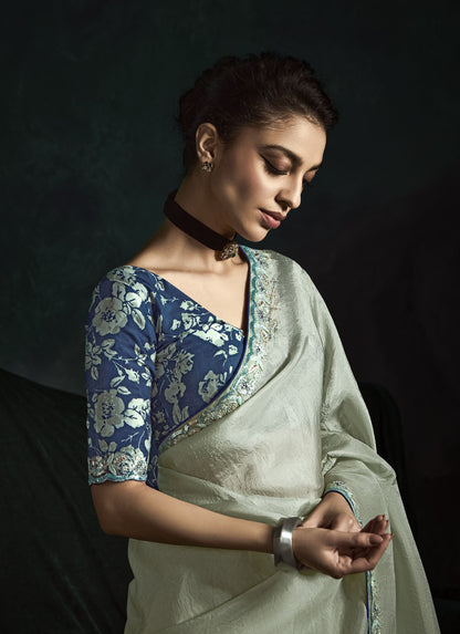 Silver Sequins Embroidered Festive Rangat Saree