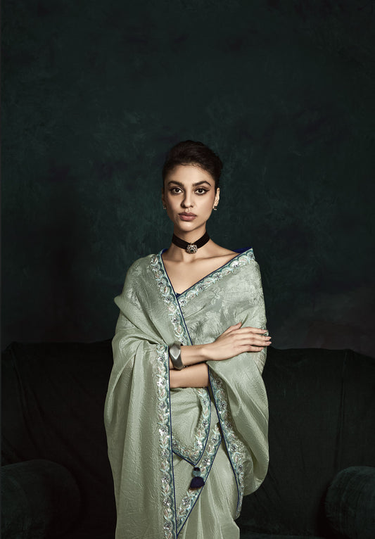 Silver Sequins Embroidered Festive Rangat Saree