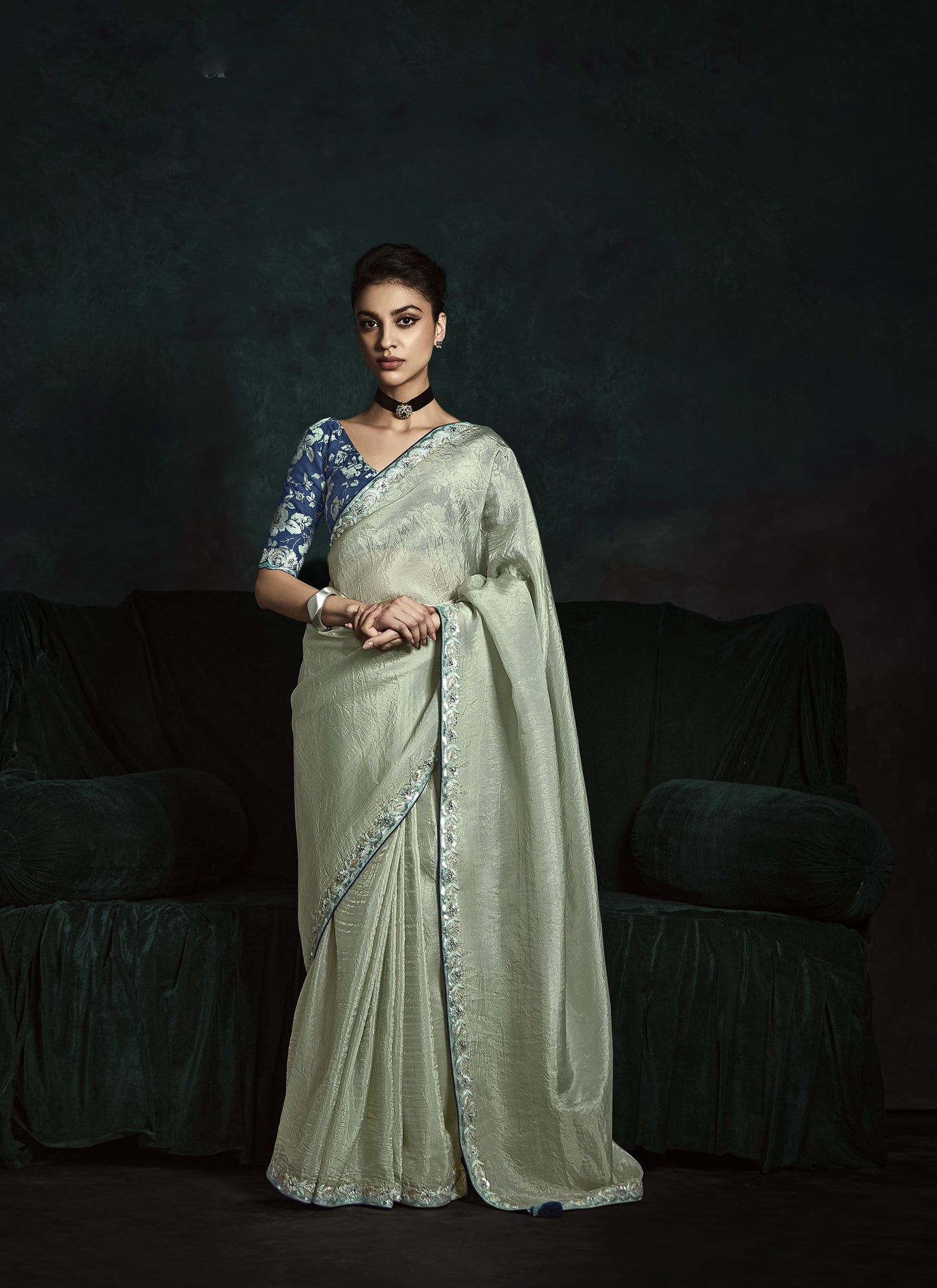 Silver Sequins Embroidered Festive Rangat Saree