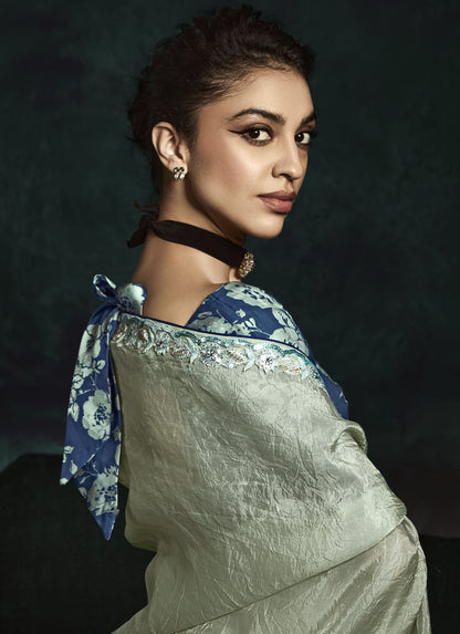 Silver Sequins Embroidered Festive Rangat Saree