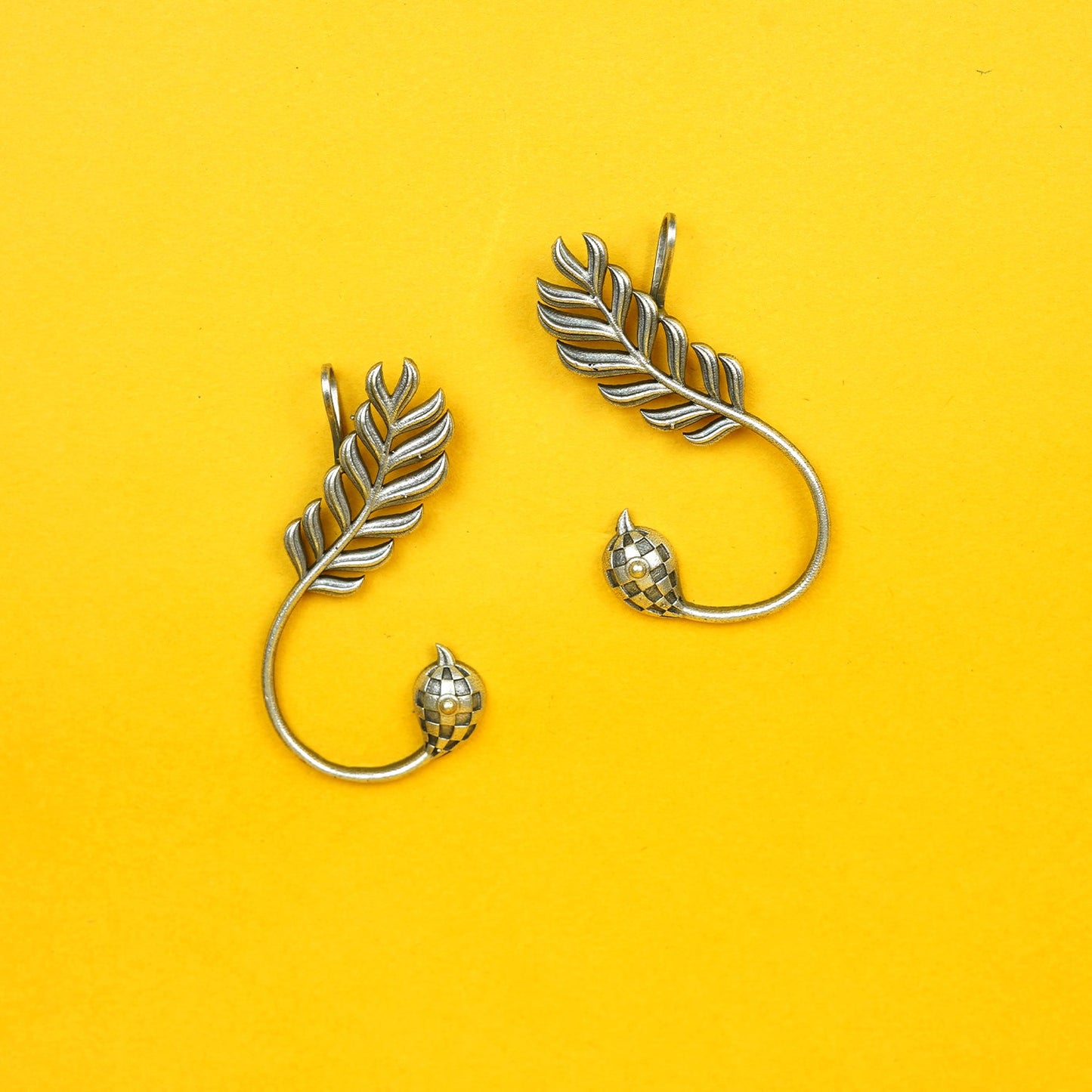 Zevar Club Oxidised Silver-Plated Bird Motif Statement Ear Cuffs Earrings