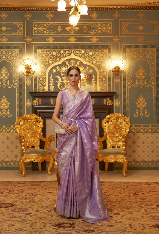 Purple Lavender Kandana Silk Handloom Saree