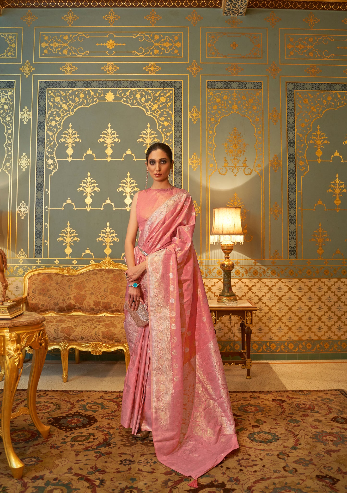 Pink Kandana Silk Handloom Saree