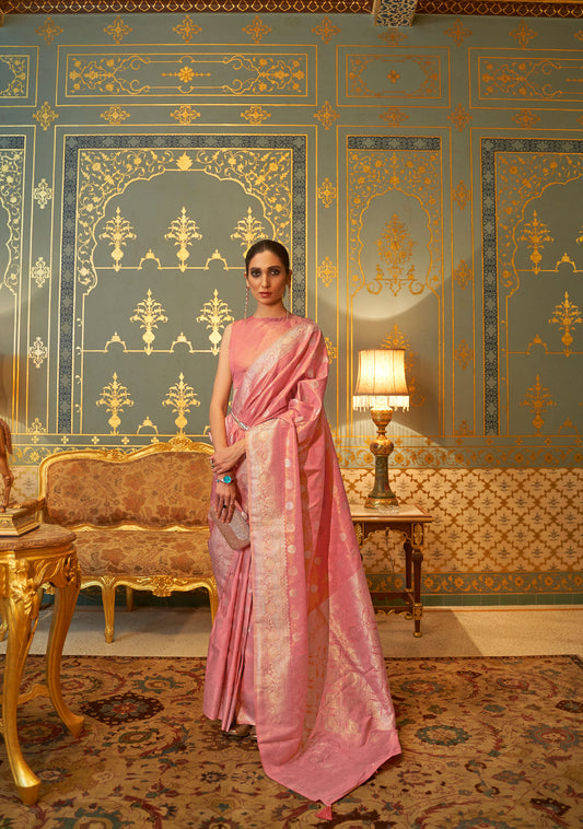 Pink Kandana Silk Handloom Saree