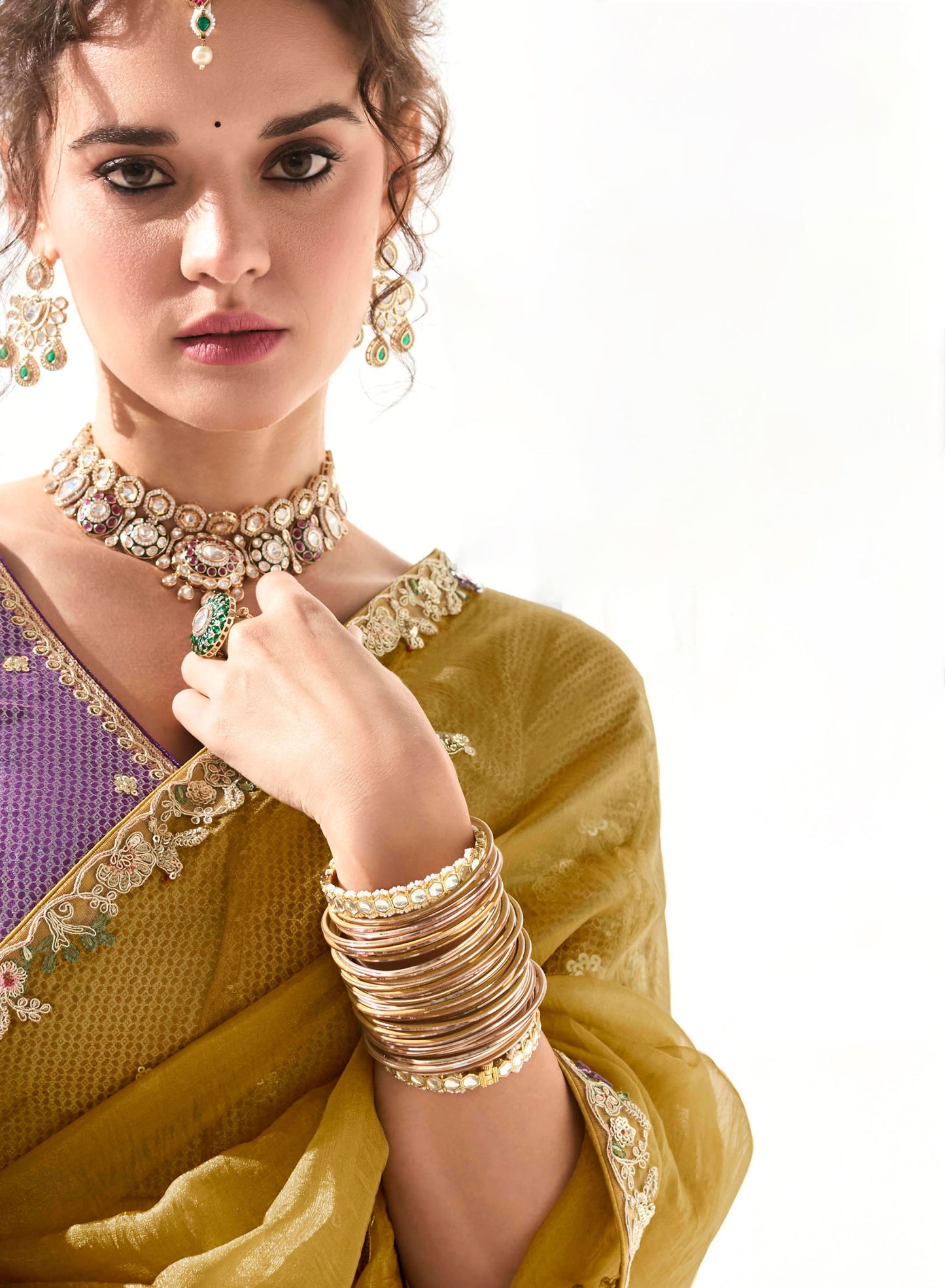 Yellow Organza Tissue Heavy butta embroidery Designer Runway Saree