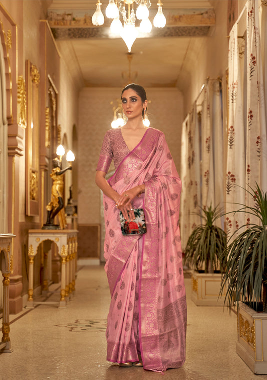 Pink Karmani Silk Handloom Saree