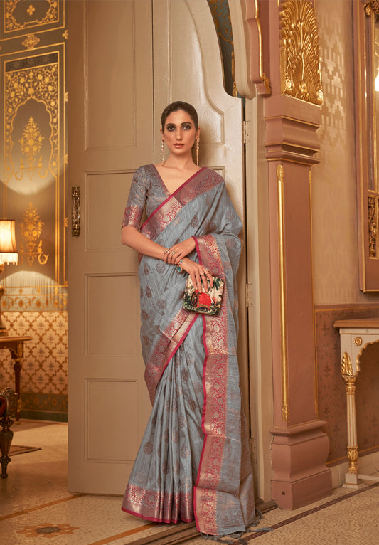 Grey Karmani Silk Handloom Saree