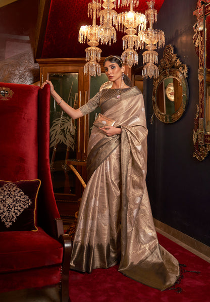 Antique Copper Kshimmer Silk Handloom Saree