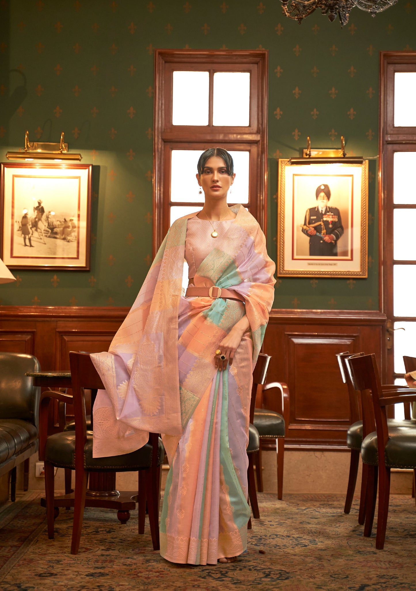 Purple Multi color Kenzo Organza Saree