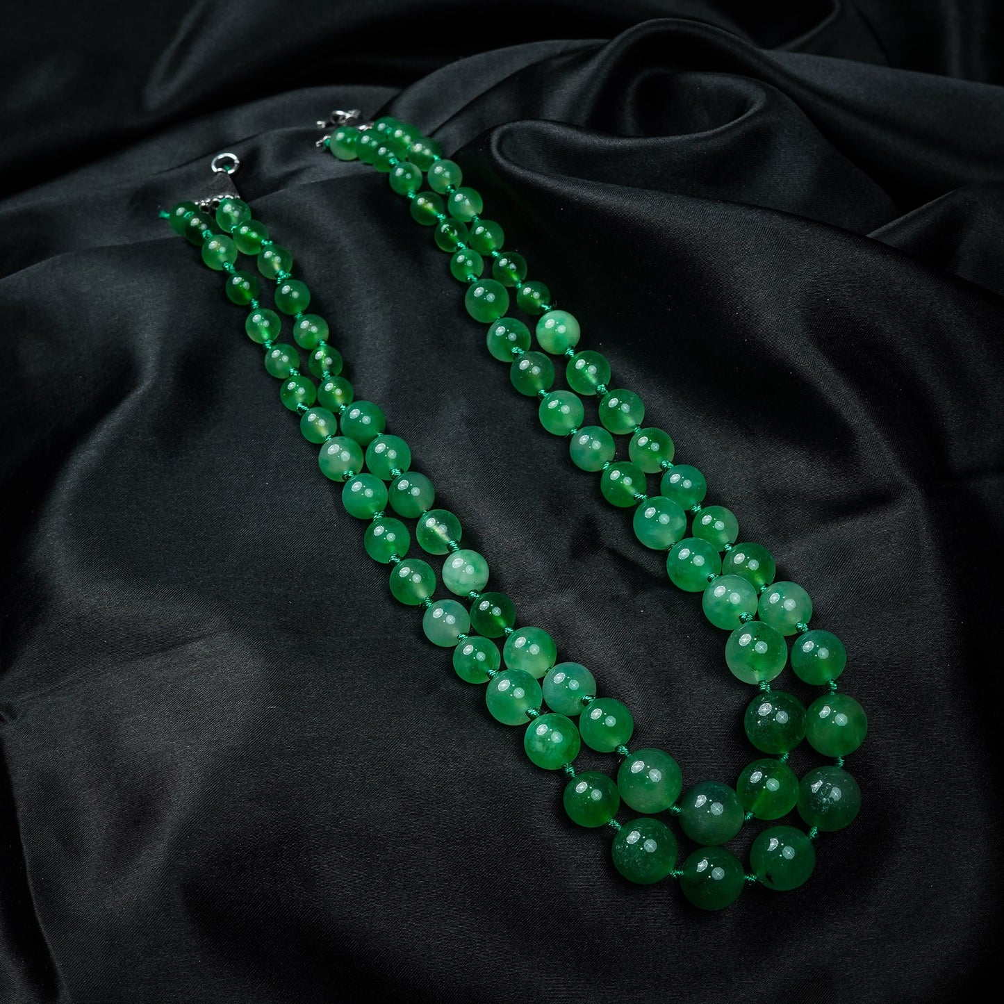 Zevar Club Yellow Green Orange Glossy Beads Double Layer Handcrafted Statement Necklace