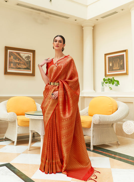 Red Kishika Silk Sequins Saree