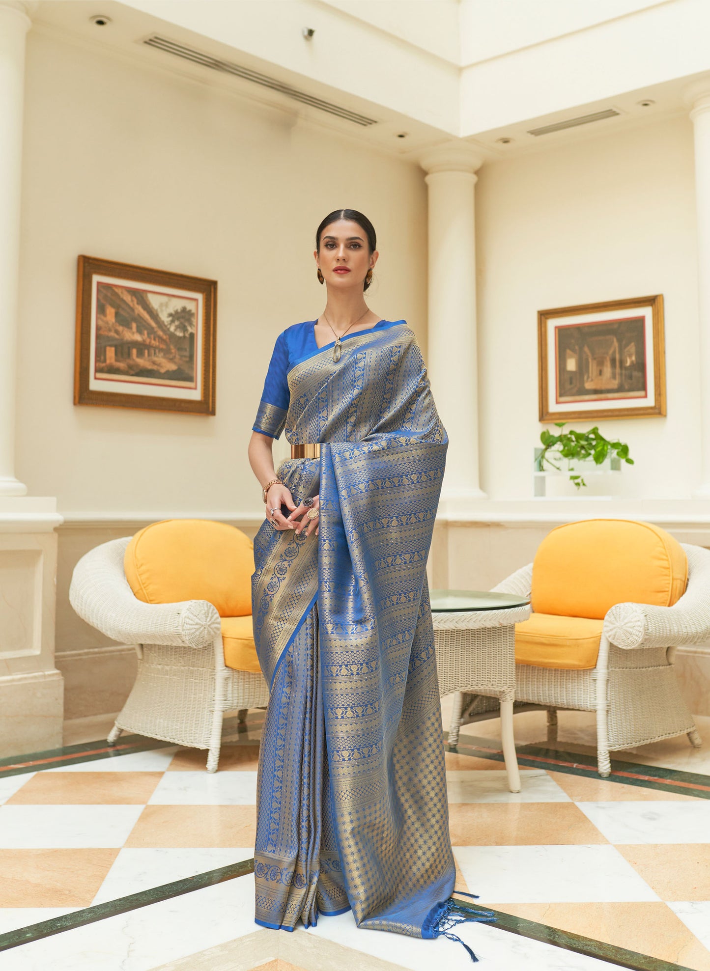 Blue Kishika Silk Sequins Saree