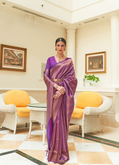 Purple Kishika Silk Sequins Saree