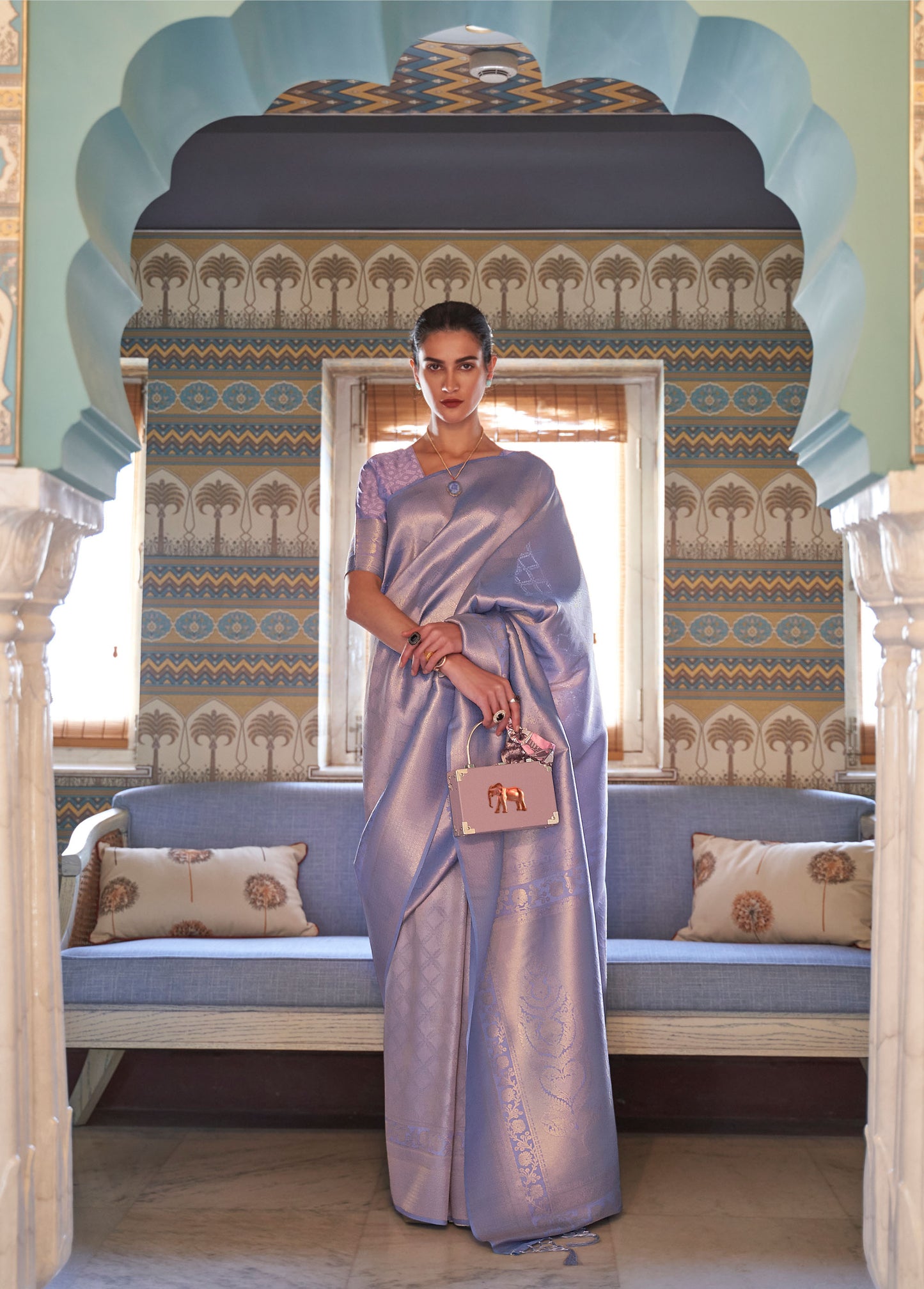 Lavender Kumbhi Silk - Petals Handloom Saree