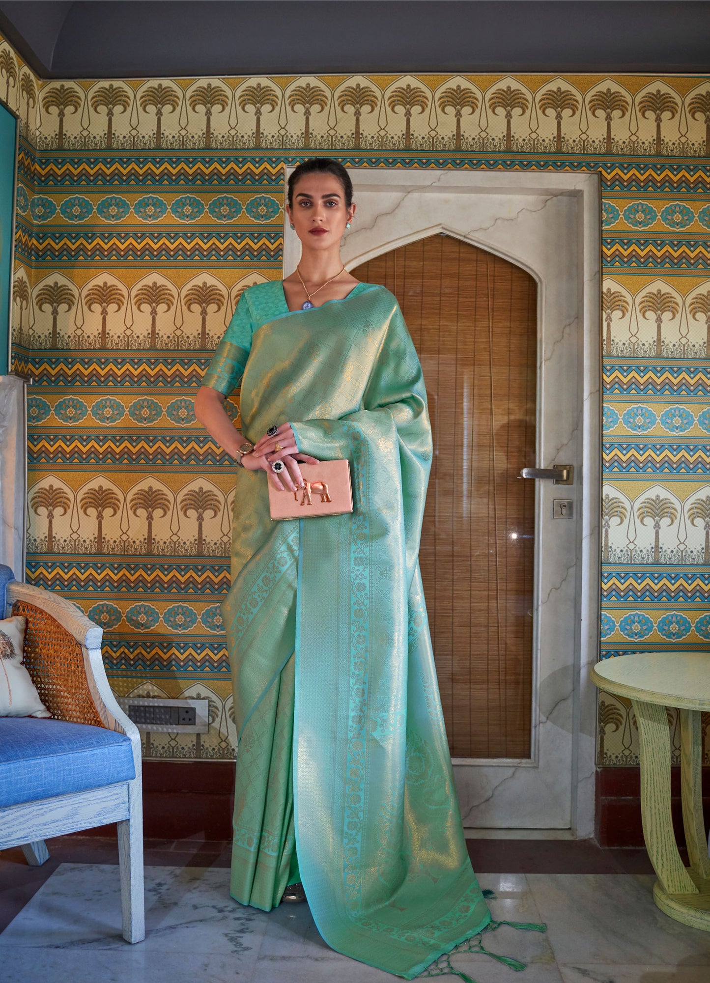 Green Kumbhi Silk - Petals Handloom Saree