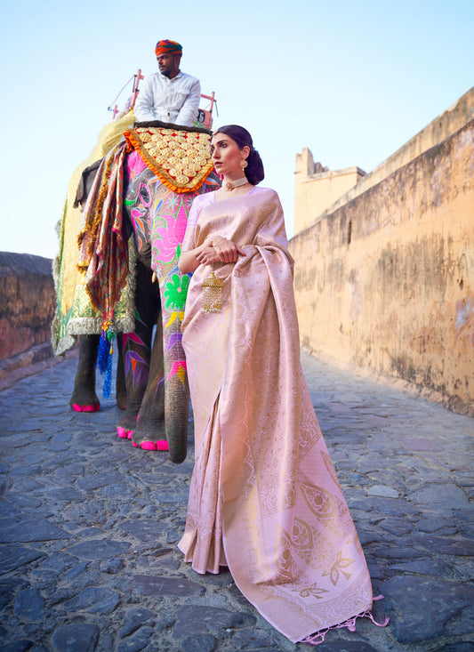 Light Lavender Kumbhi Silk - Grande  Handloom Saree