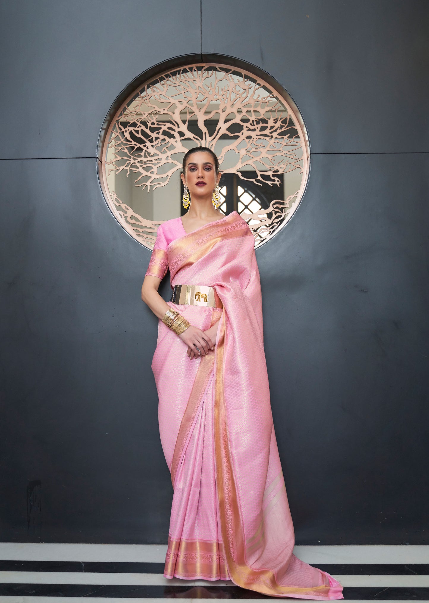 Pink Khitaab Silk Handloom Saree