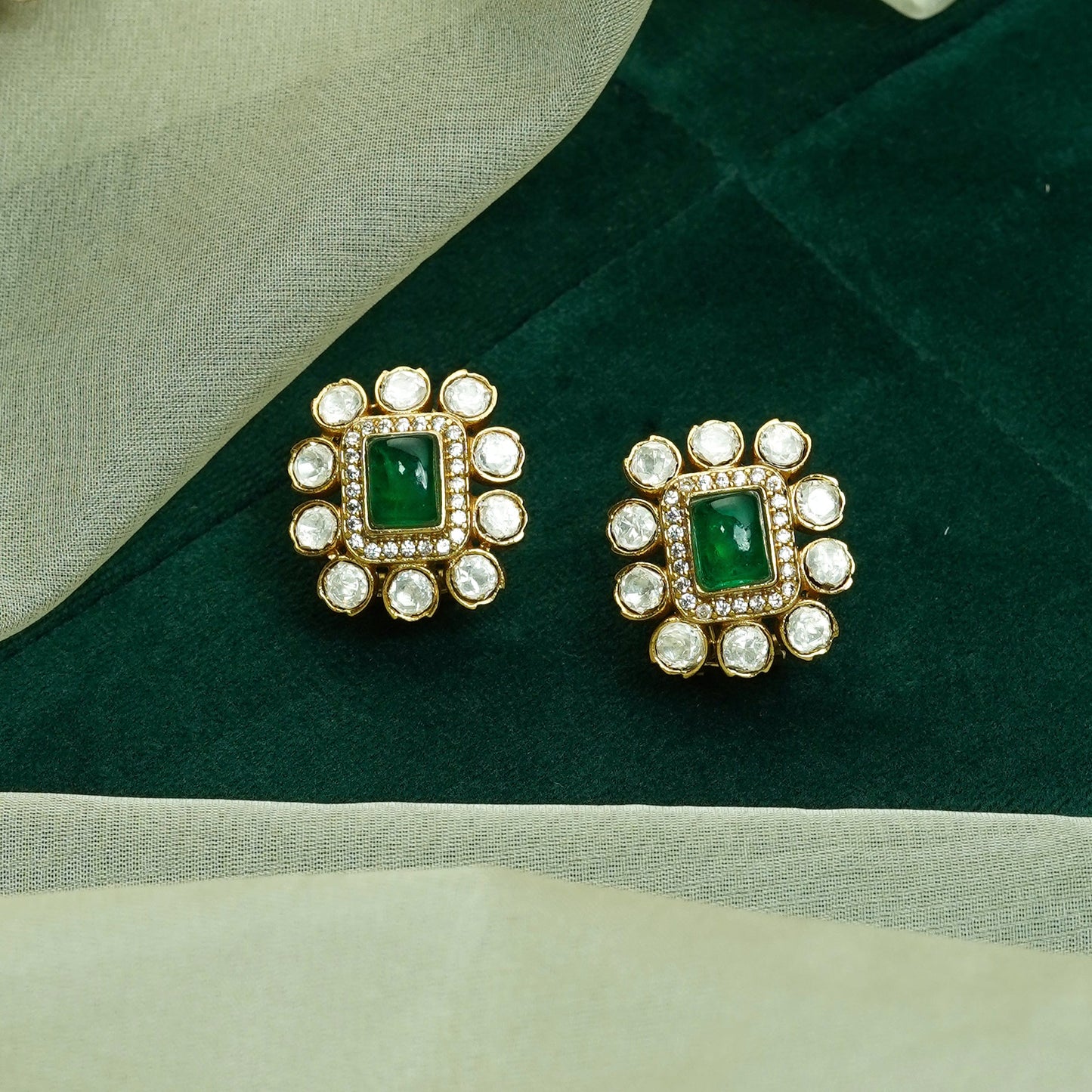 Pushback Kundan Earrings