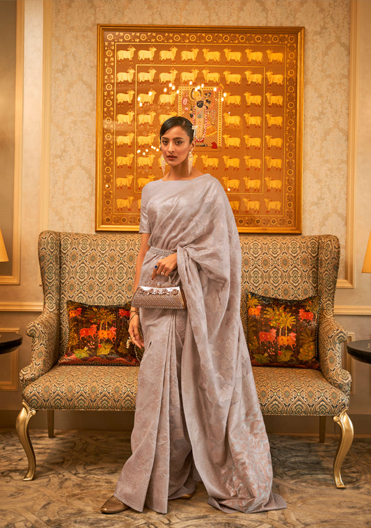 Grey Kyma Silk Modal Handloom Saree