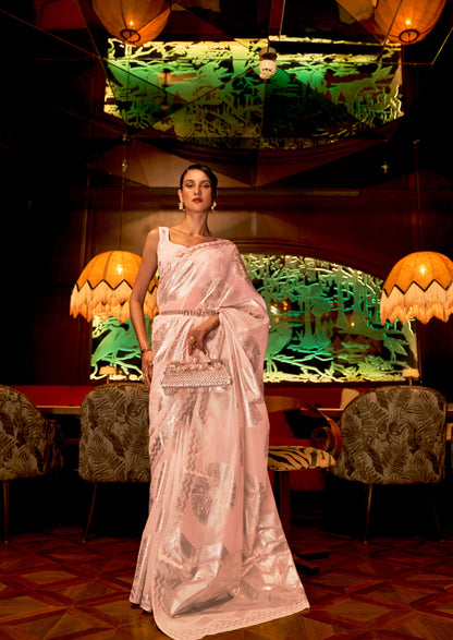 Pink Krown Silk Modal Zari woven saree