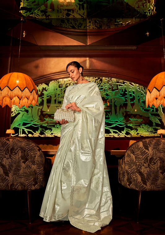 Green Krown Silk Modal Zari woven saree