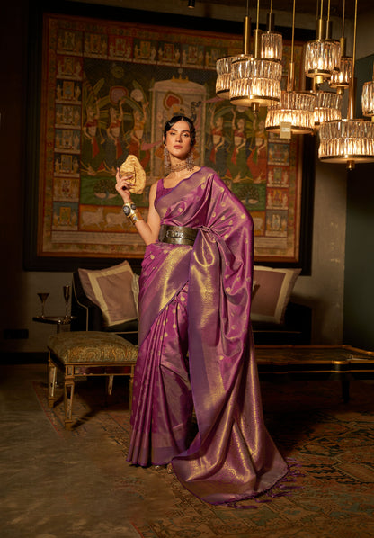 Purple Karnaaz Silk Zari Woven Saree