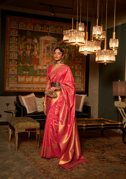 Pink Karnaaz Silk Zari Woven Saree