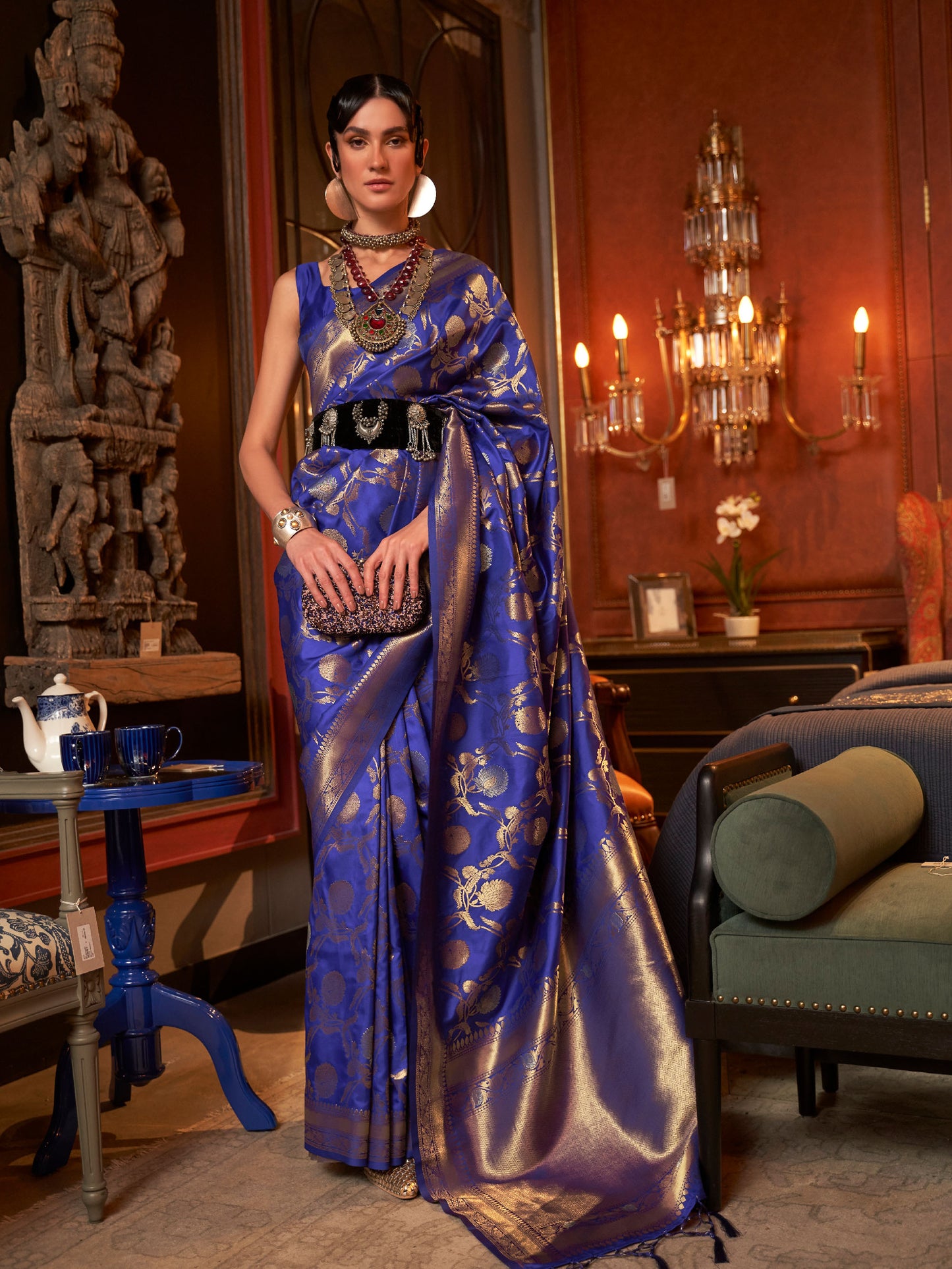 Royal Blue Kairos Silk Handloom Saree