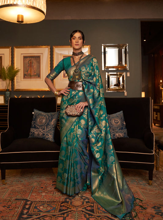 Green Kairos Silk Handloom Saree