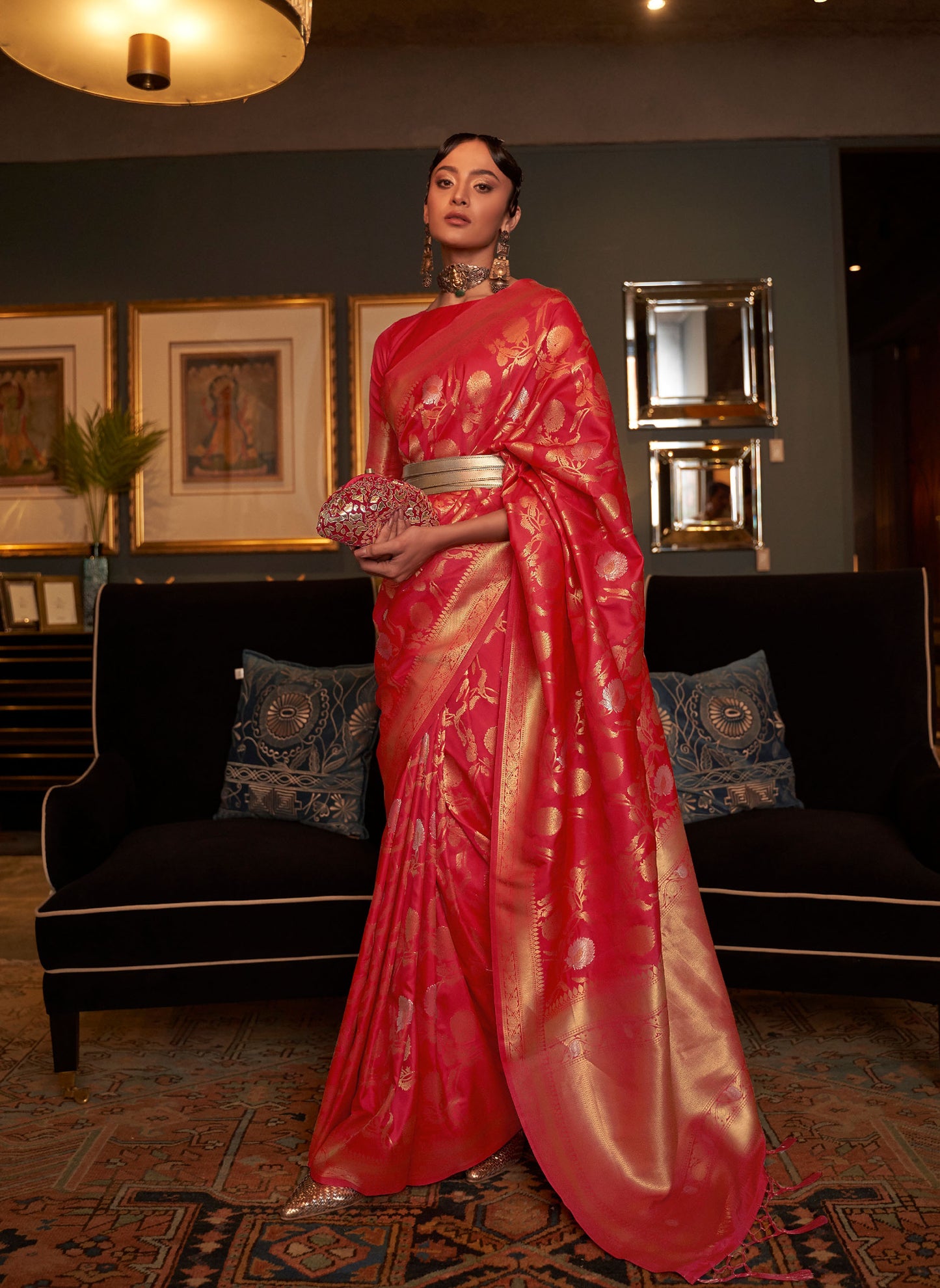 Red Kairos Silk Handloom Saree