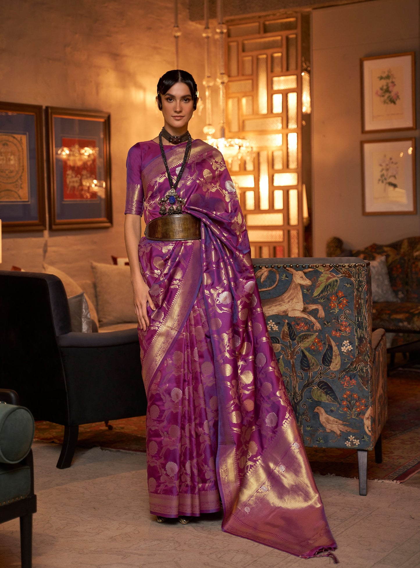 Purple Kairos Silk Handloom Saree