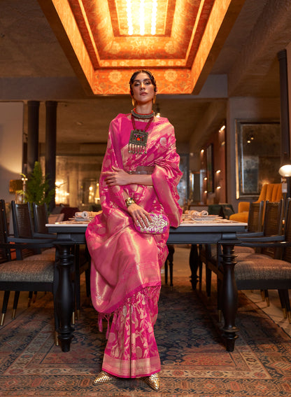 Pink Kairos Silk Handloom Saree