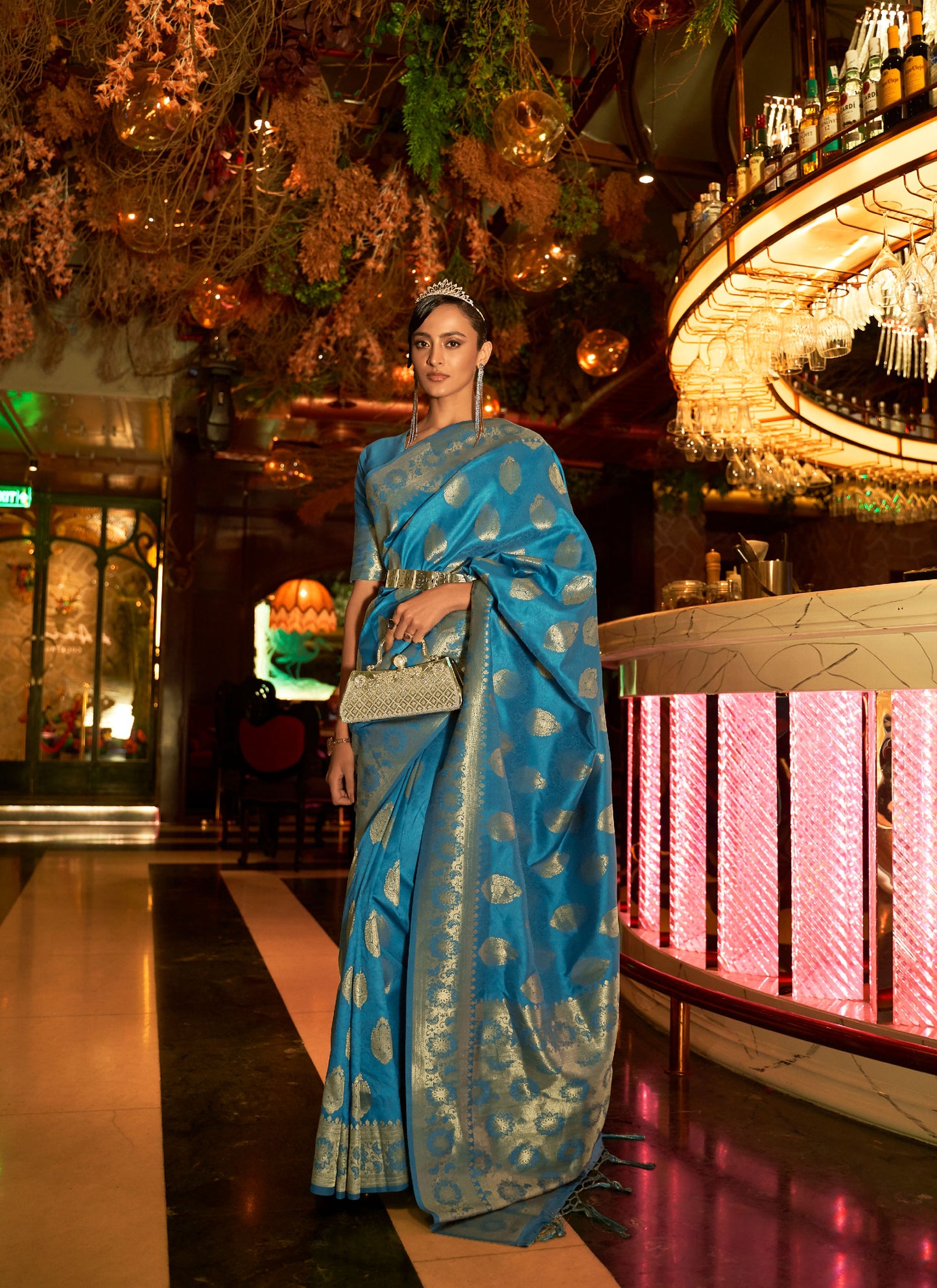 Teal Blue Kihaarika Silk Handloom Saree