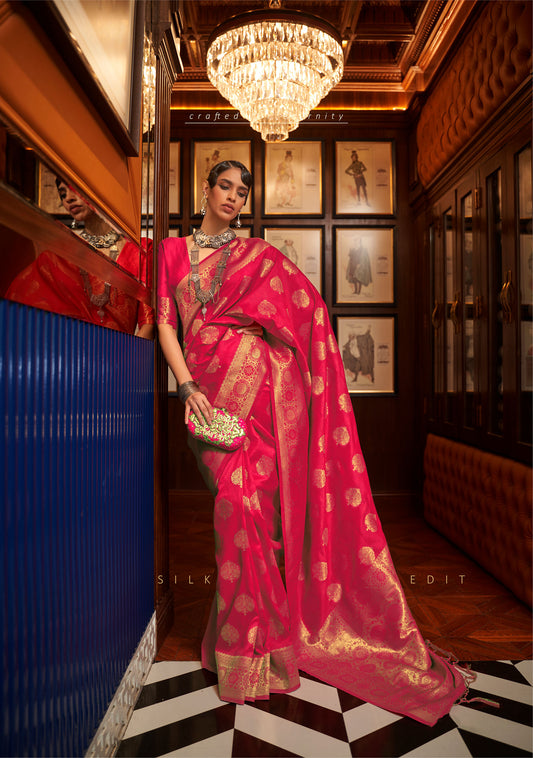 Red Kosmic Silk Handloom Saree