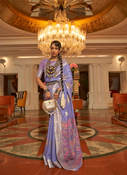 Light Purple Keerat Silk Modal Kashmiri Saree