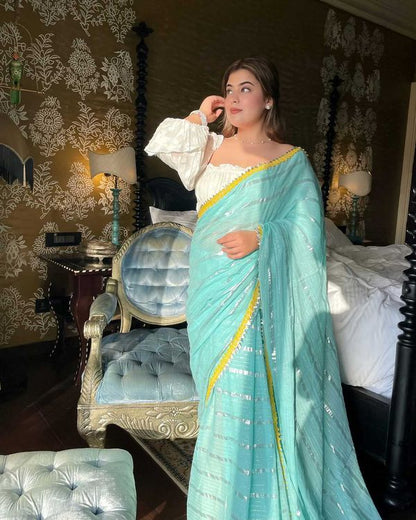 Sea Blue Tohfa Mulmul Saree