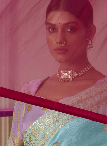 Sky Blue Dola Viscose Silk Premika Saree
