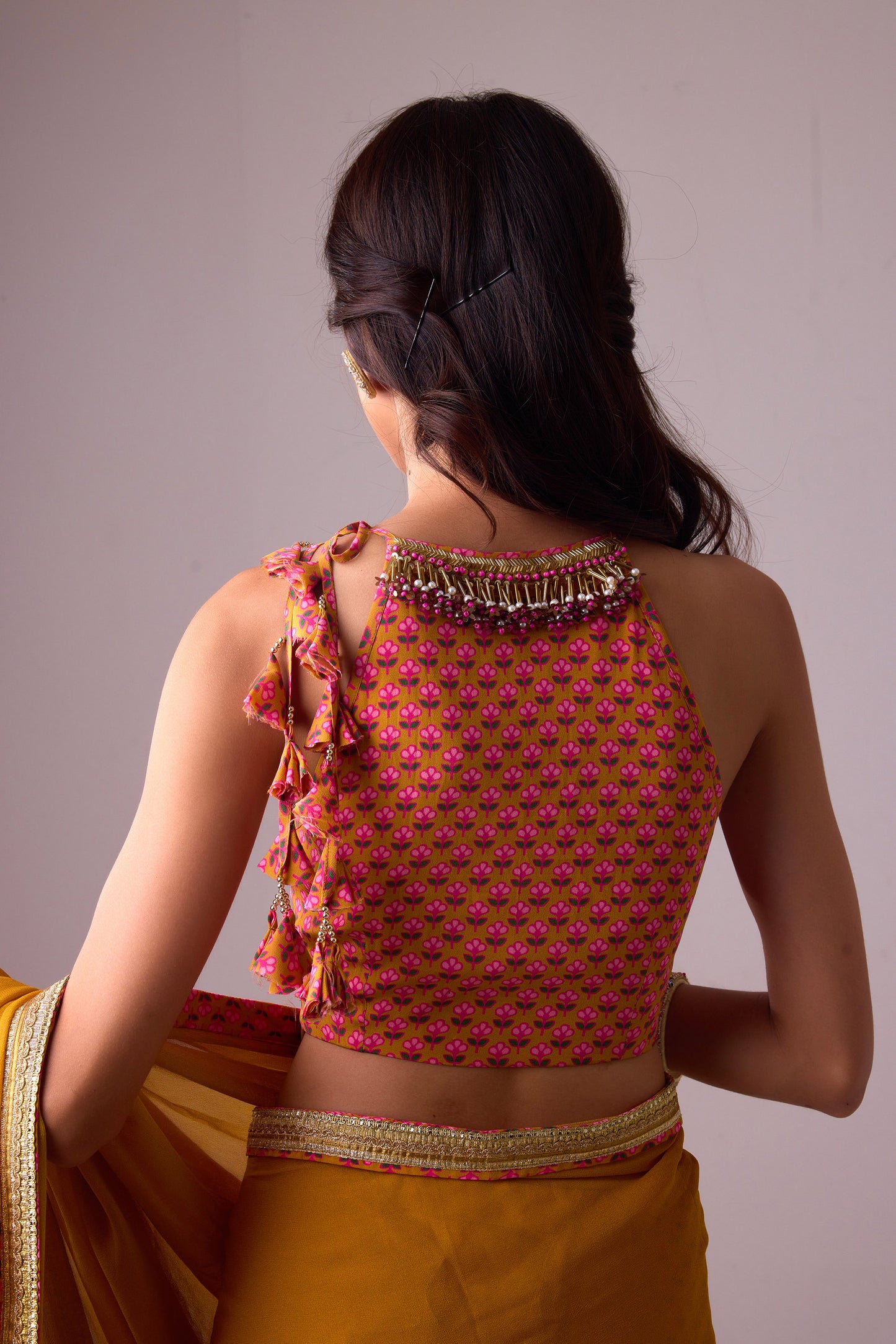 Pink Georgette saree with crepe blouse