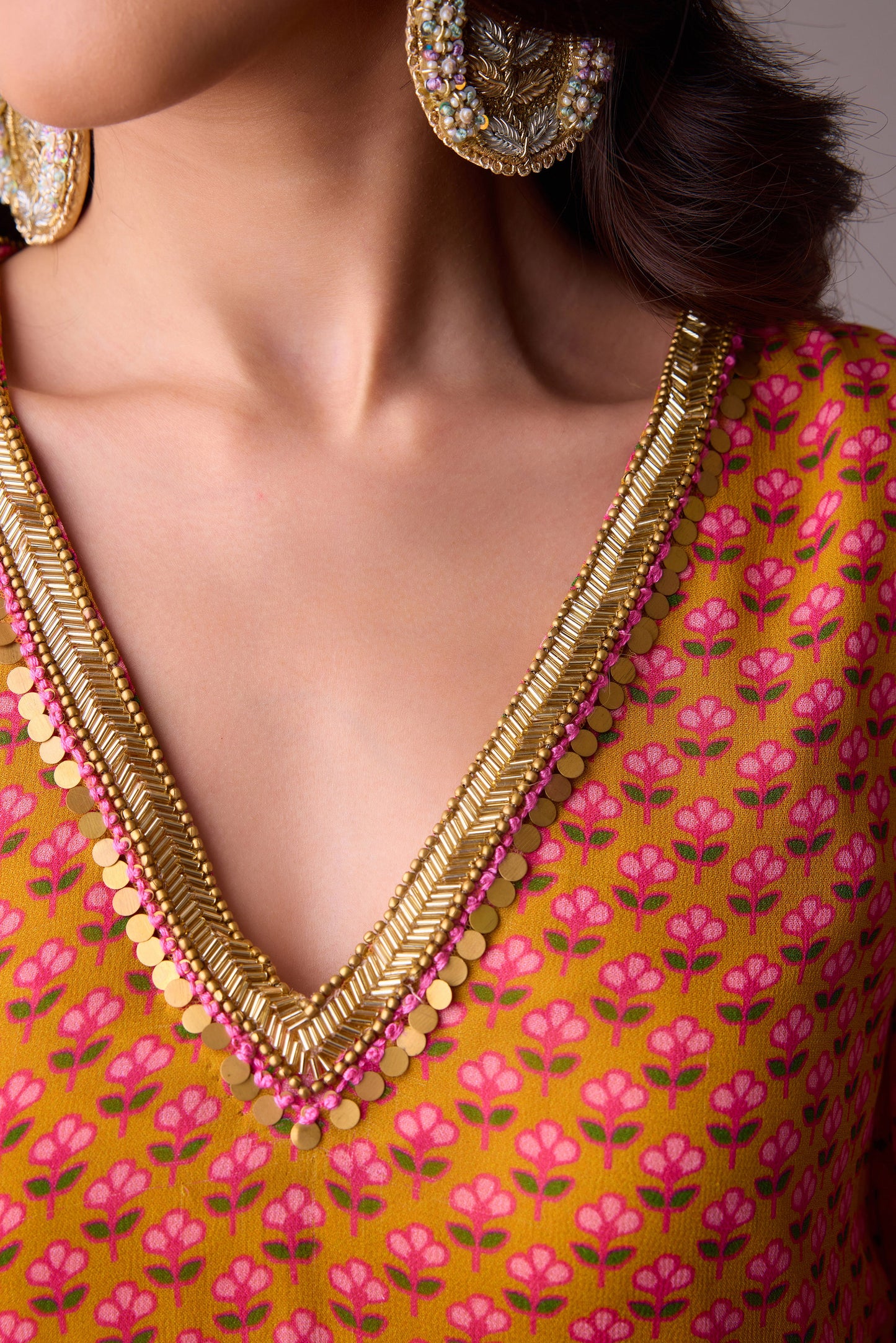 Haldi Georgette kurti and crepe salwar