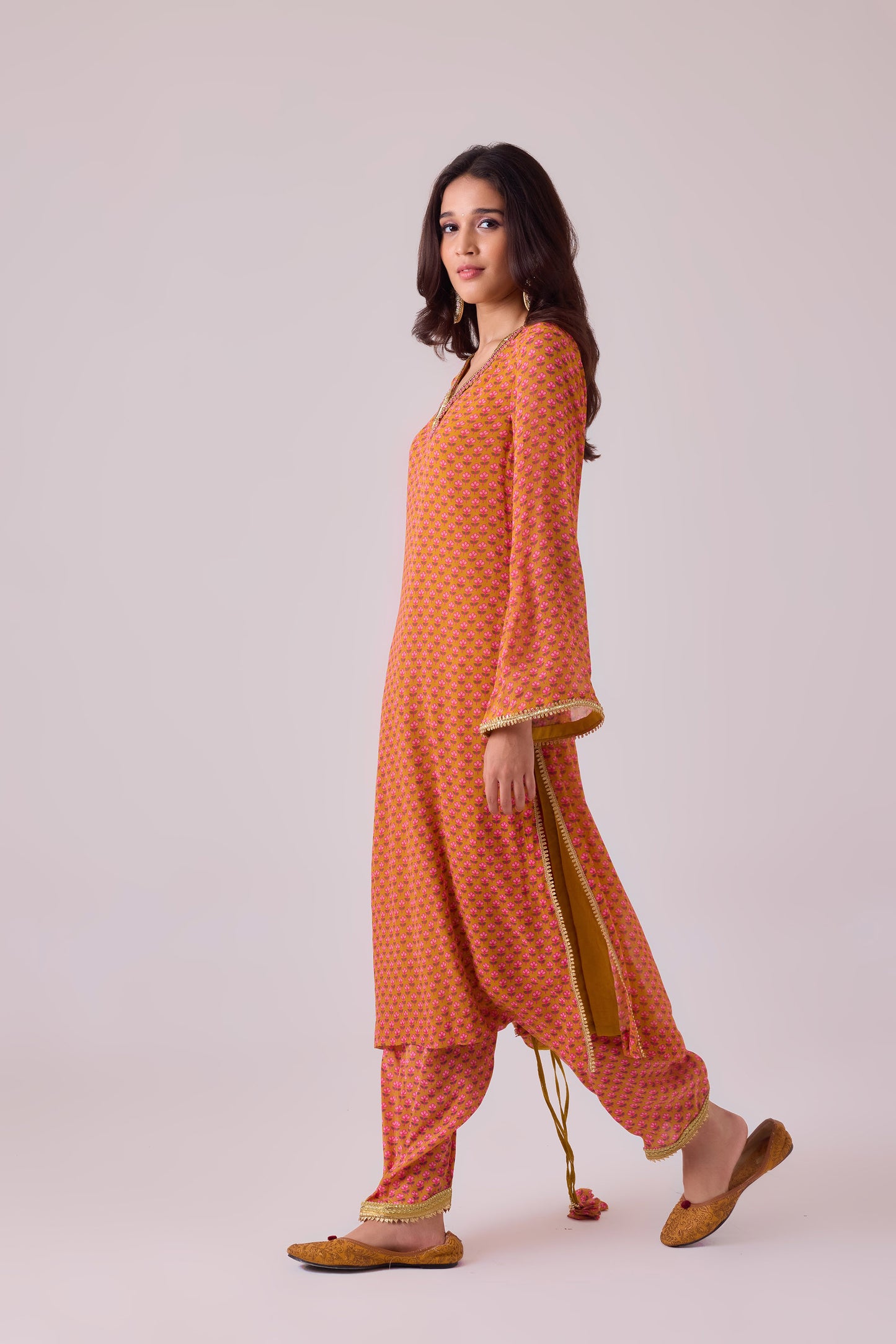 Haldi Georgette kurti and crepe salwar